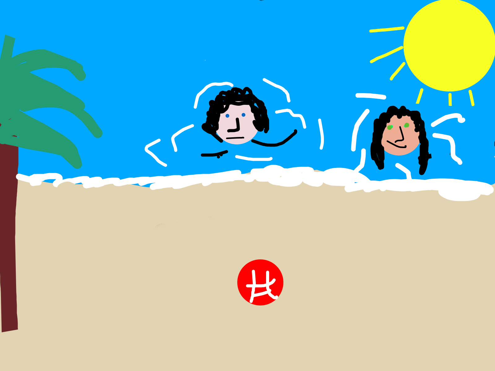 Victoria gets in the water after sunbathing